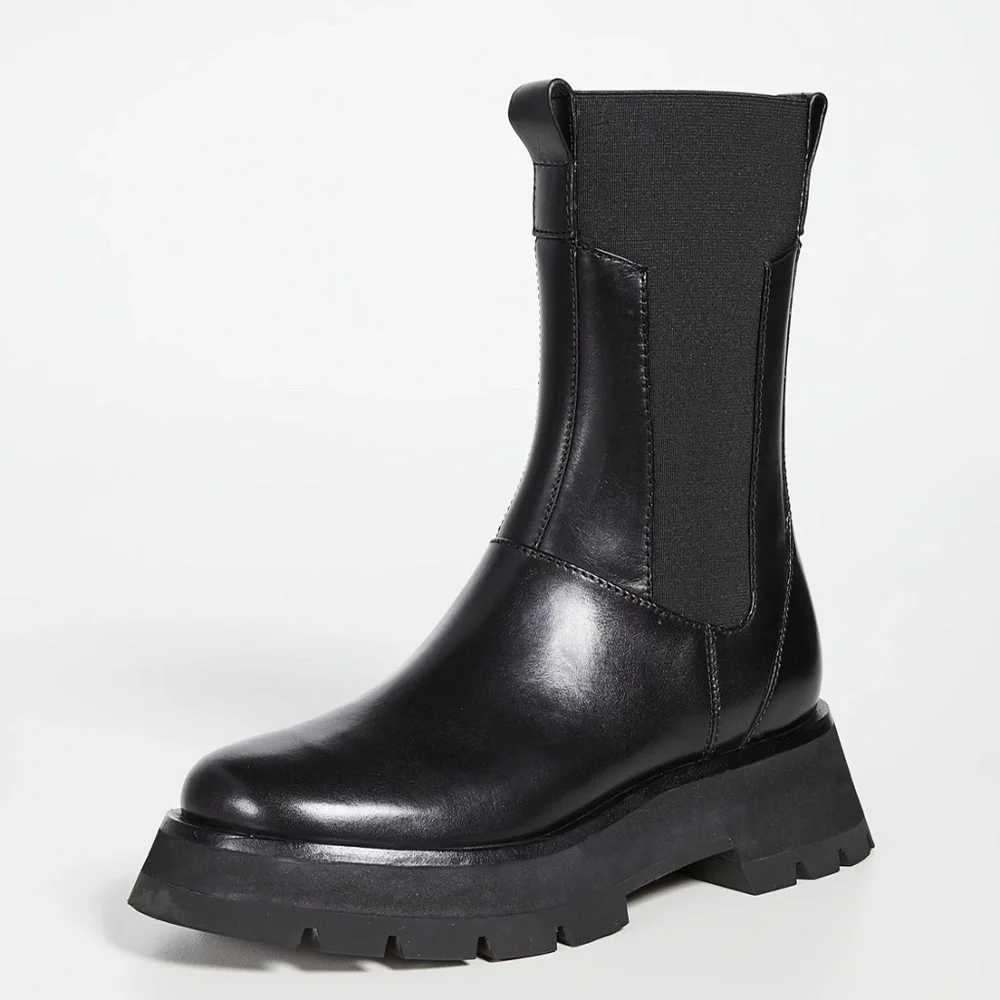 3.1 Phillip Lim - Kate Lug-Sole Leather - Combat Boot - Picture 2 of 11